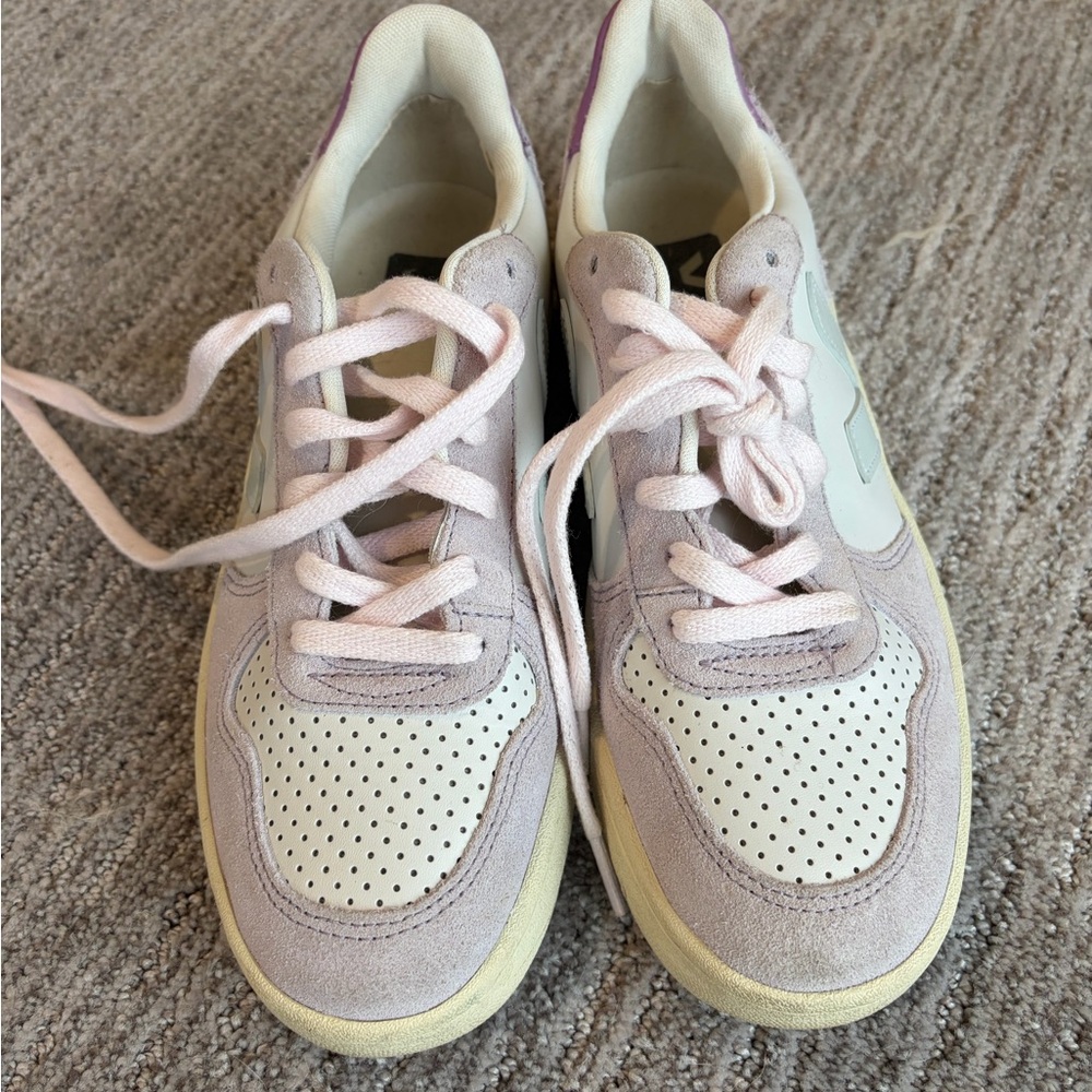 V-10 Leather Gravel Menthol Parme Trainers 8.5